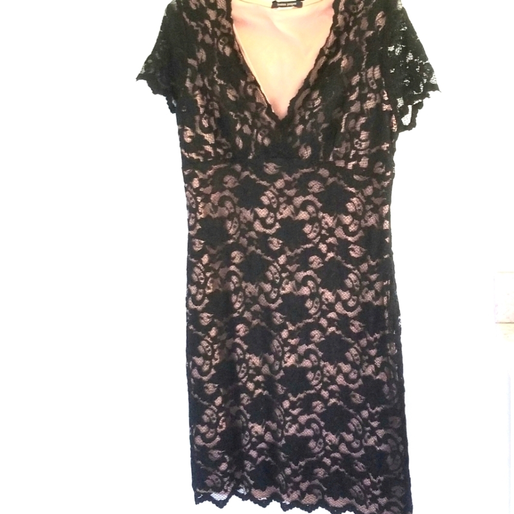 Boston Proper black lace sheath dress